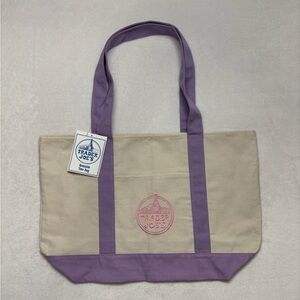 💜Trader Joe’s Large Lavender Pastel Canvas Tote Bag
